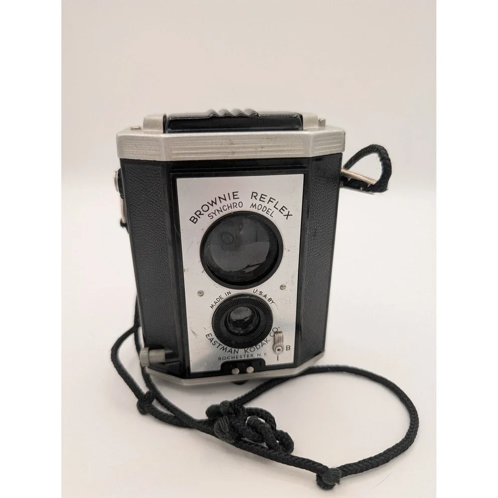 Vintage Kodak Brownie Reflex Synchro Model TLR Camera 127 Film Mid-Century Deco